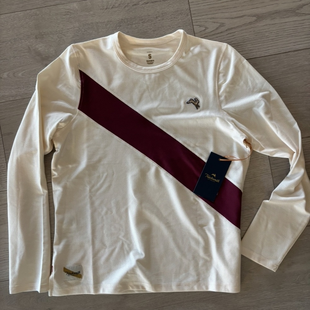 NWT Tracksmith Van Cortlandt Long Sleeve - Homecoming Ivory/Wine